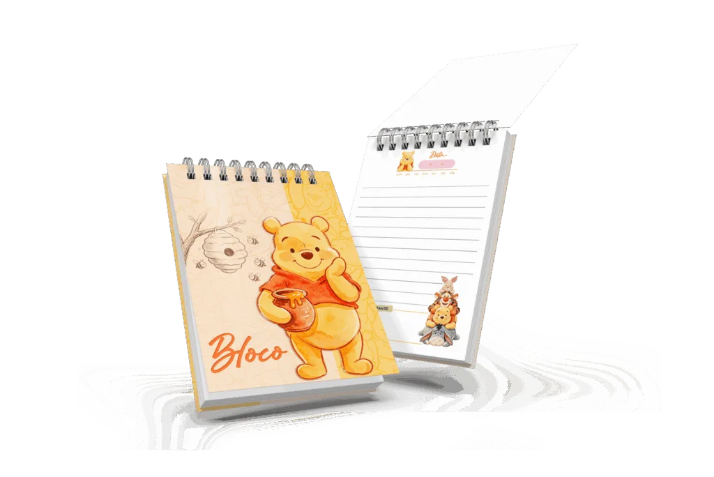Bloquinho de anotações Ursinho Pooh com potinho de mel