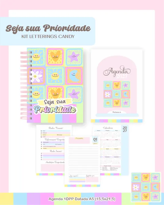 Kit letterings candy agenda 2027