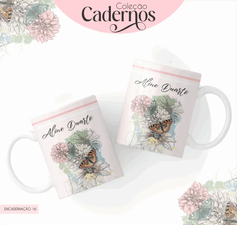 Coleção cadernos com caneca personalizada