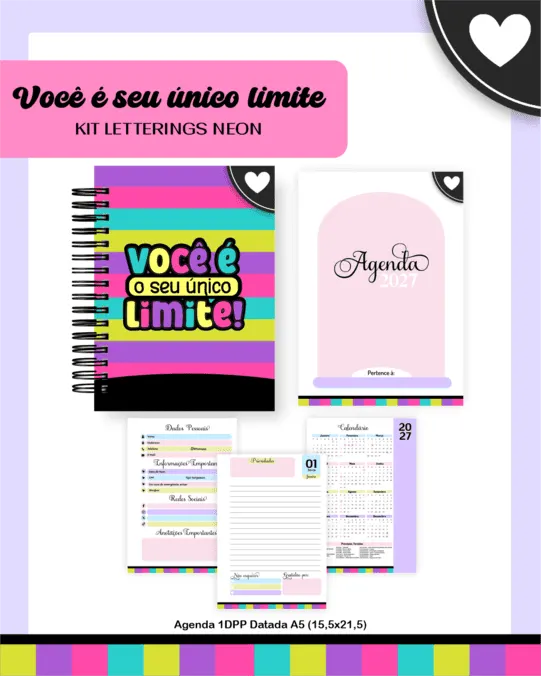 Kit letterings neon agenda 2027