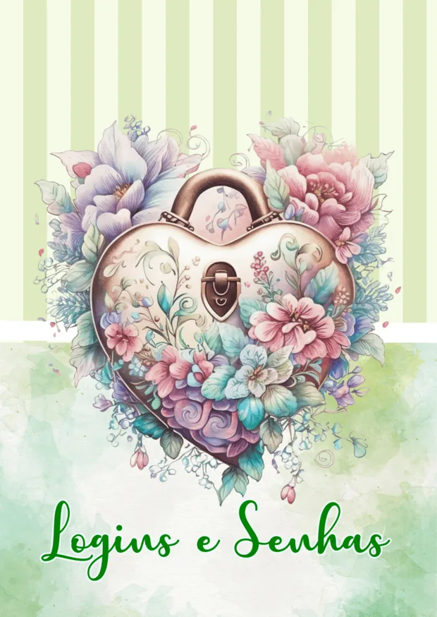 Capa Logins e Senhas floral verde