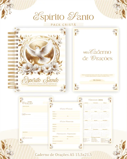Caderno de Orações A5 — pack Cristã Espírito Santo